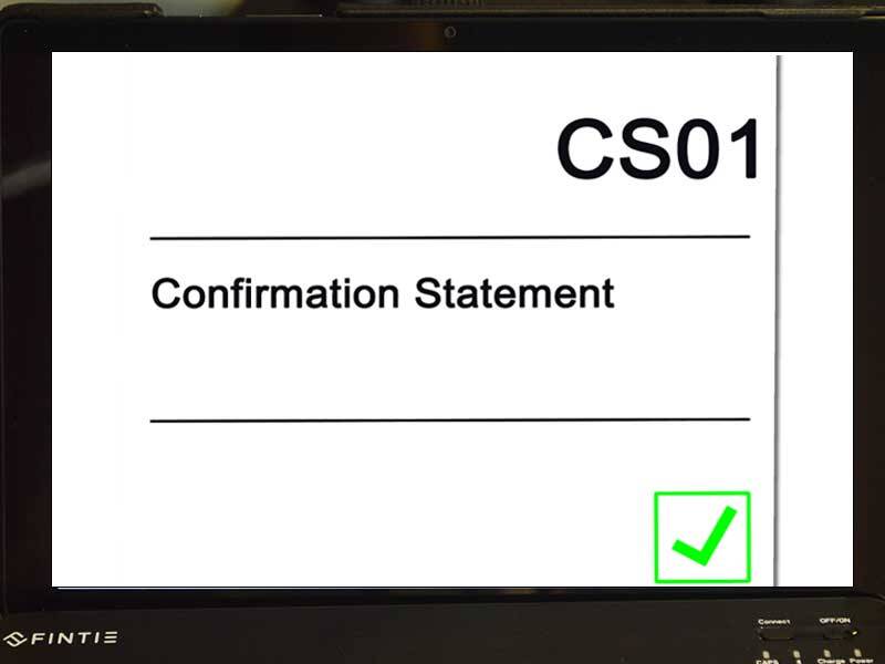 Picture of CS01 confirmation statement form
