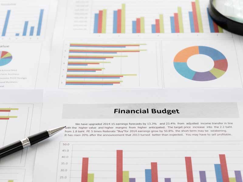 Paper based charts and figures with the title of Financial Budgets
